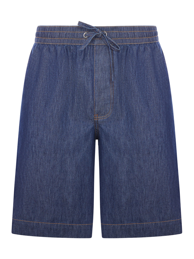 SHORT IN CHAMBRAY DI COTONE LEGGERO