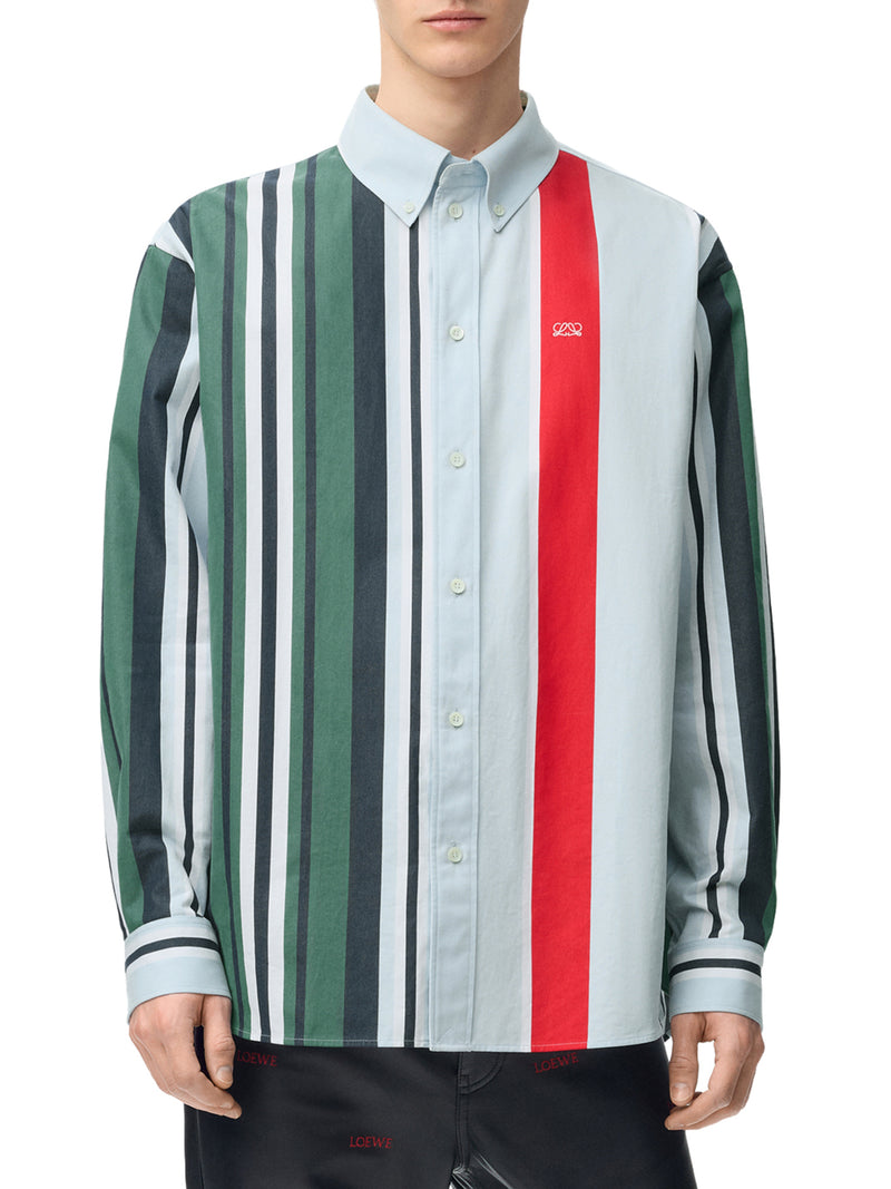 CAMICIA IN TWILL DI COTONE A RIGHE DI PESO MEDIO