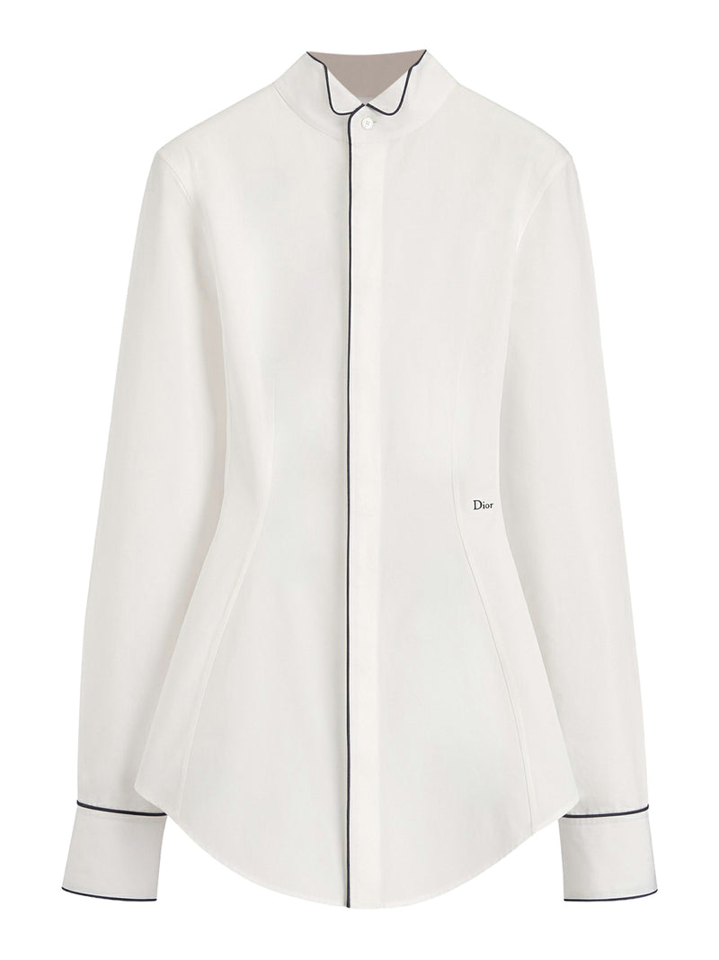 BLUSA ADERENTE IN POPELINE DI COTONE