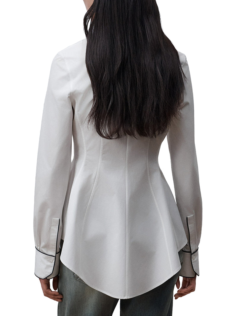 BLUSA ADERENTE IN POPELINE DI COTONE