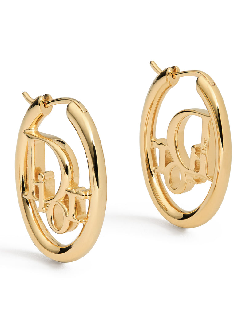 ORECCHINI A CERCHIO DIOR OBLIQUE IN METALLO CON FINITURA ORO