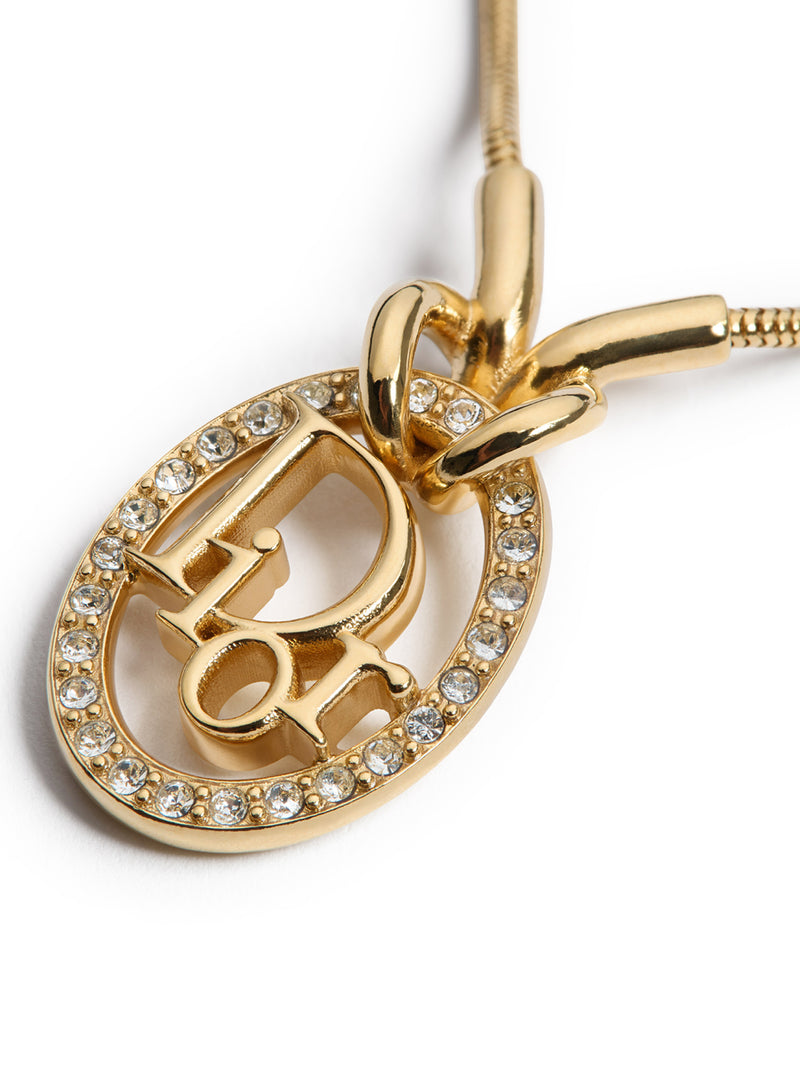 COLLANA DIOR OBLIQUE IN METALLO CON FINITURA DORATA E CRISTALLI
