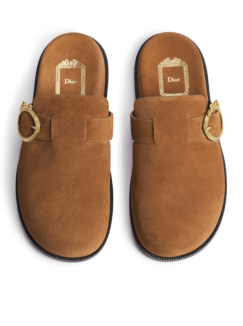 SABOT CON FIBBIA MÉDAILLON IN PELLE DI VITELLO SCAMOSCIATA