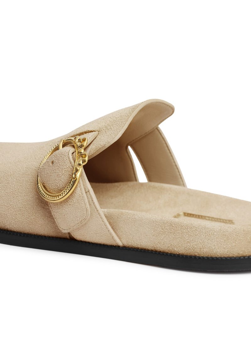 SABOT CON FIBBIA MÉDAILLON IN PELLE DI VITELLO SCAMOSCIATA