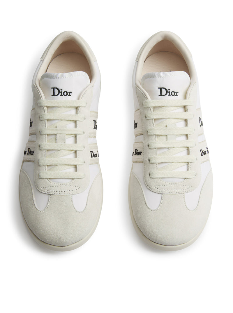 SNEAKER RIBBON IN PELLE DI VITELLO SCAMOSCIATA E TESSUTO TECNICO