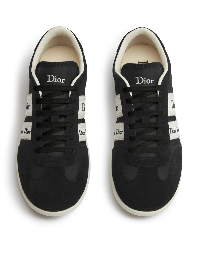 SNEAKER RIBBON IN PELLE DI VITELLO SCAMOSCIATA E TESSUTO TECNICO