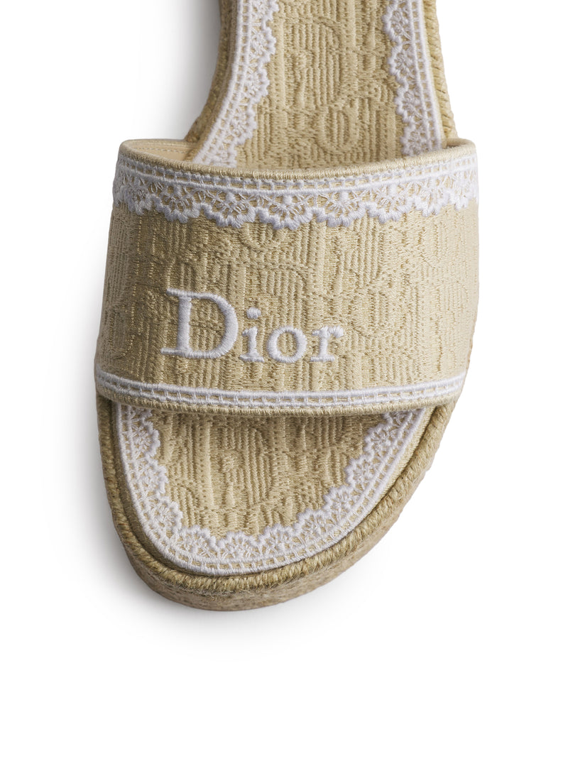 SANDALO CON ZEPPA DENTELLE IN COTONE RICAMATO DIOR OBLIQUE