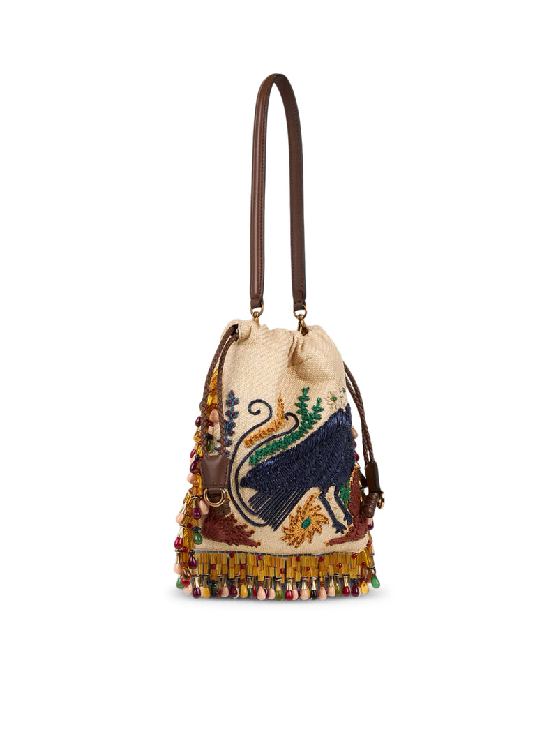 BORSA KALISPERA PICCOLA IN RAFIA CON RICAMO E PERLINE ETRO X TABBY BOOTH