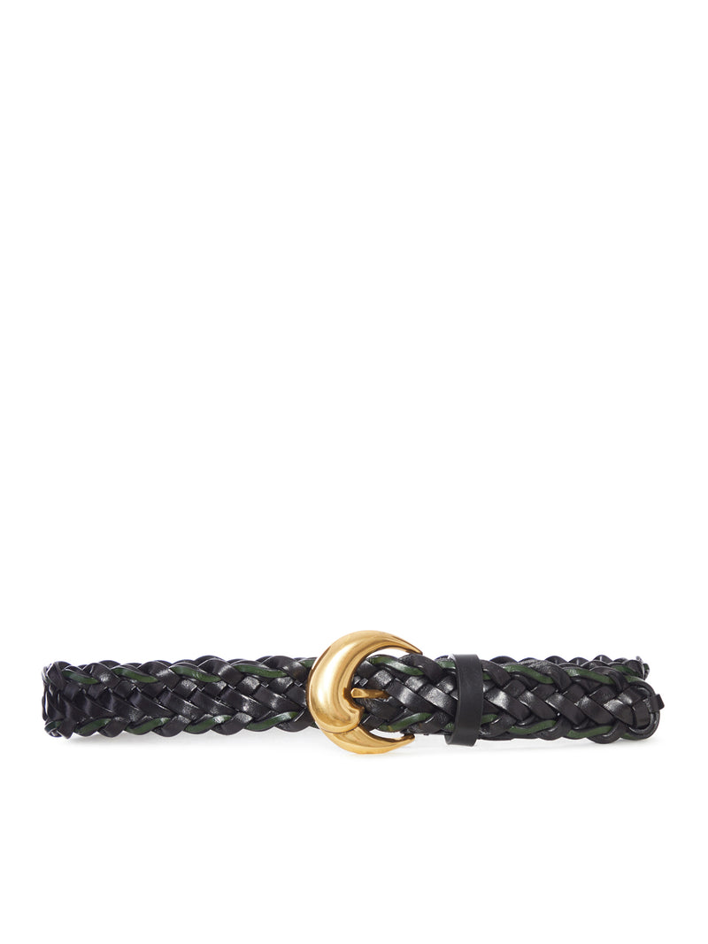 CINTURA IN PELLE INTRECCIATA CON FIBBIA ORO
