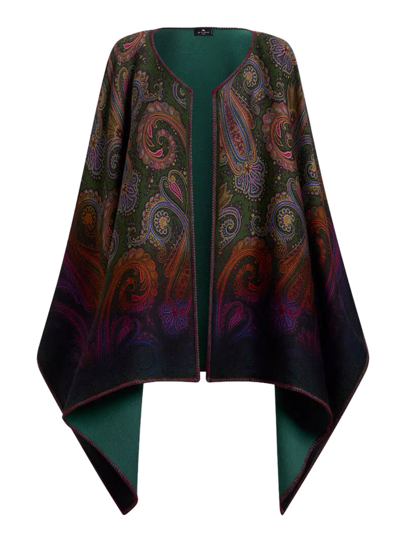 MANTELLA REVERSIBILE IN LANA CON MOTIVO PAISLEY DÉGRADÉ