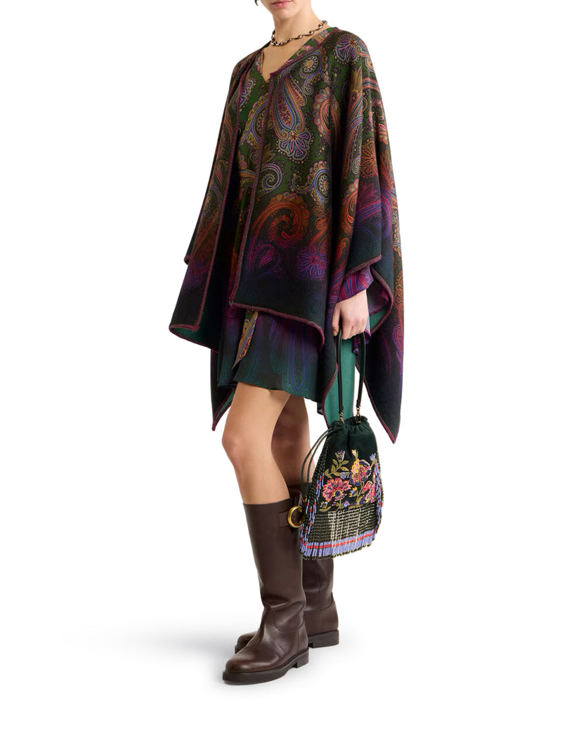 MANTELLA REVERSIBILE IN LANA CON MOTIVO PAISLEY DÉGRADÉ