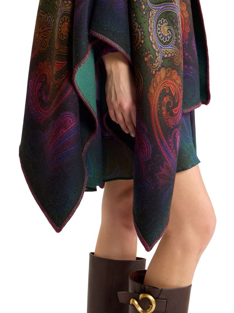 MANTELLA REVERSIBILE IN LANA CON MOTIVO PAISLEY DÉGRADÉ