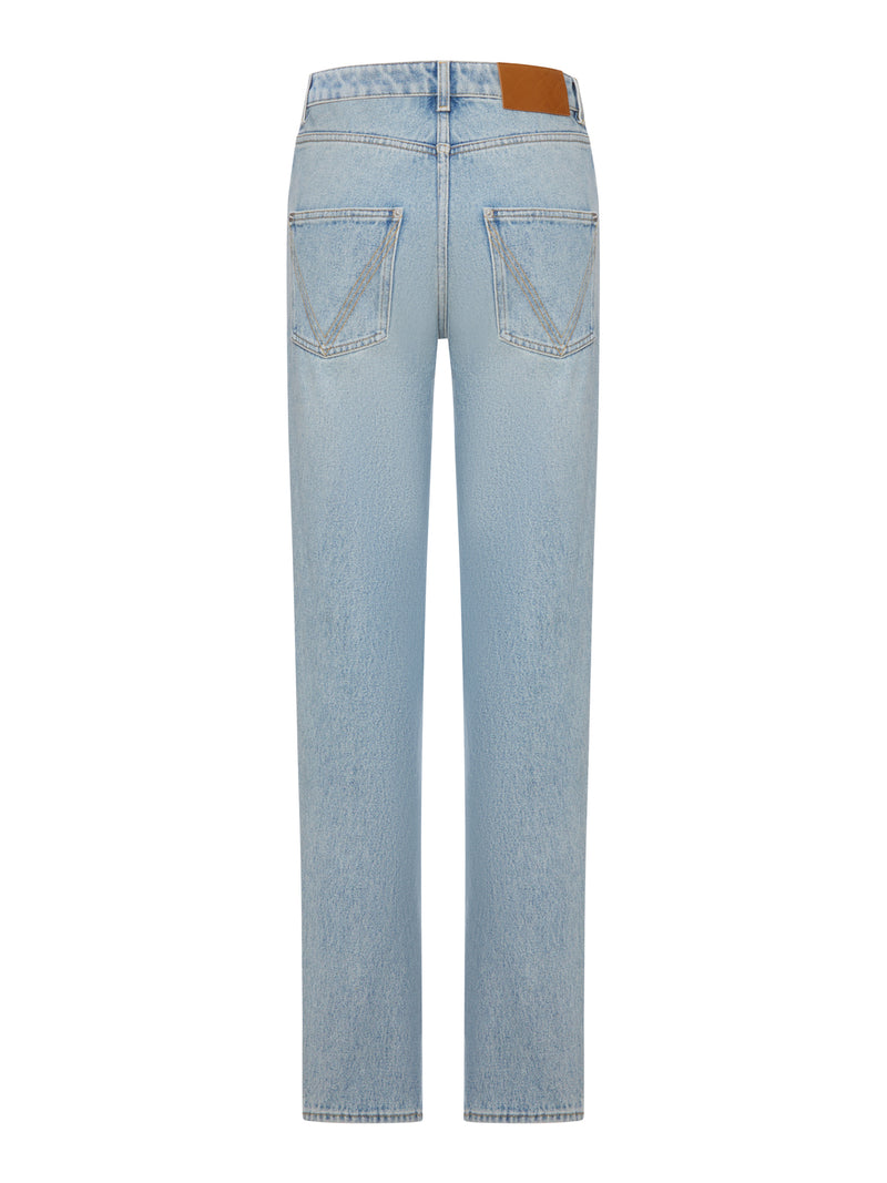 JEANS DRITTI IN DENIM LAVAGGIO CHIARO