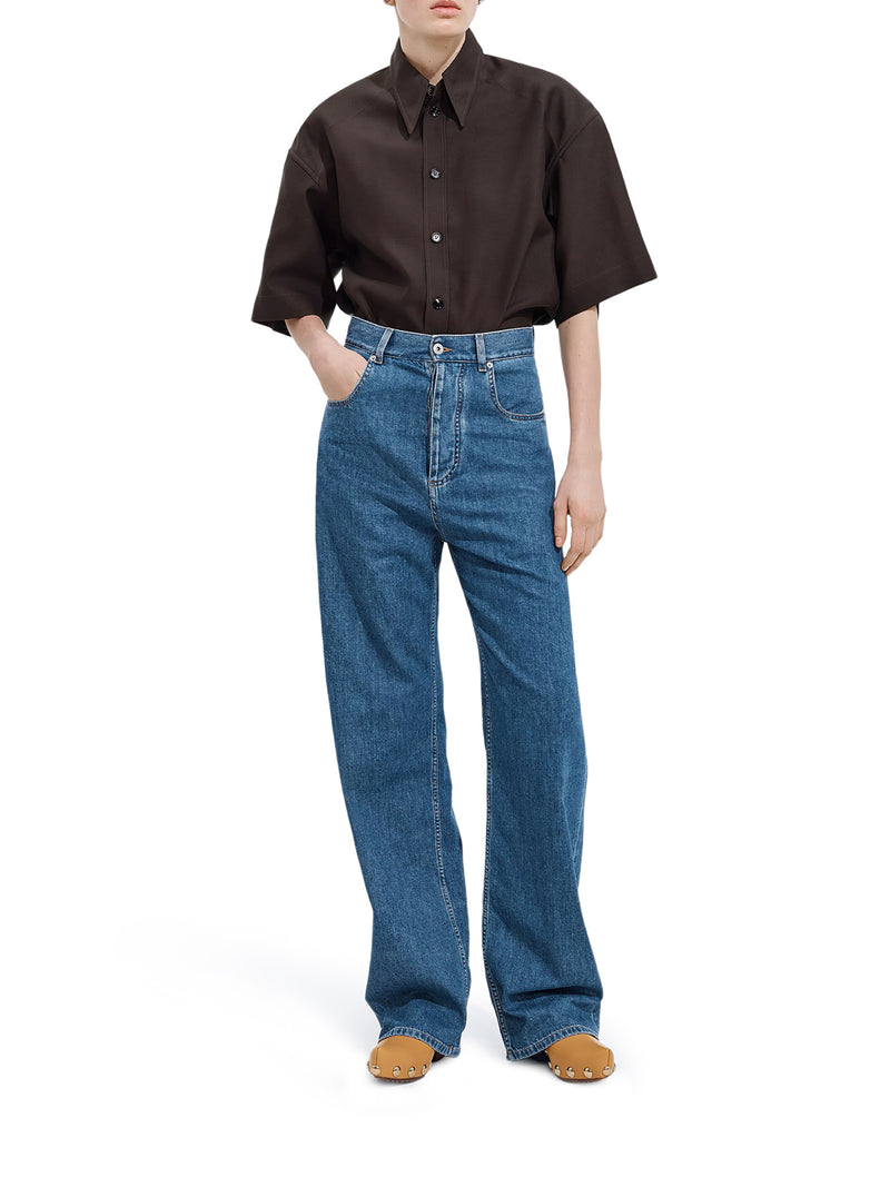 JEANS A GAMBA AMPIA CON LAVAGGIO ATLANTIC BLUE