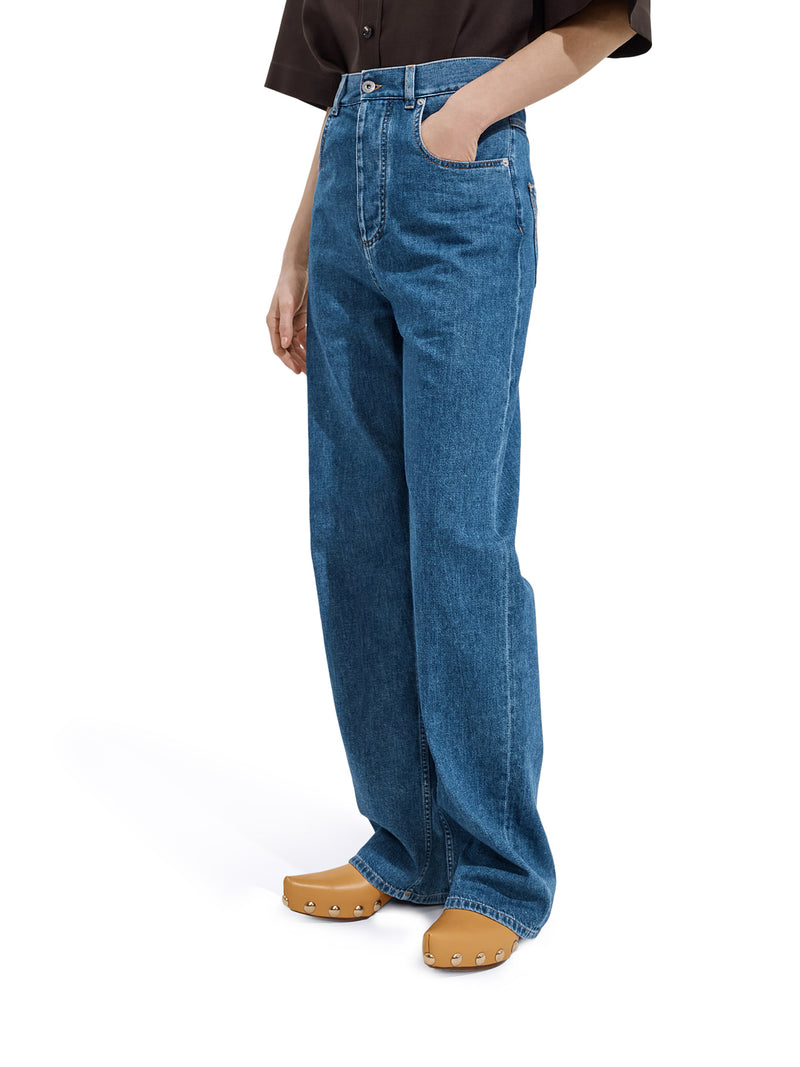 JEANS A GAMBA AMPIA CON LAVAGGIO ATLANTIC BLUE