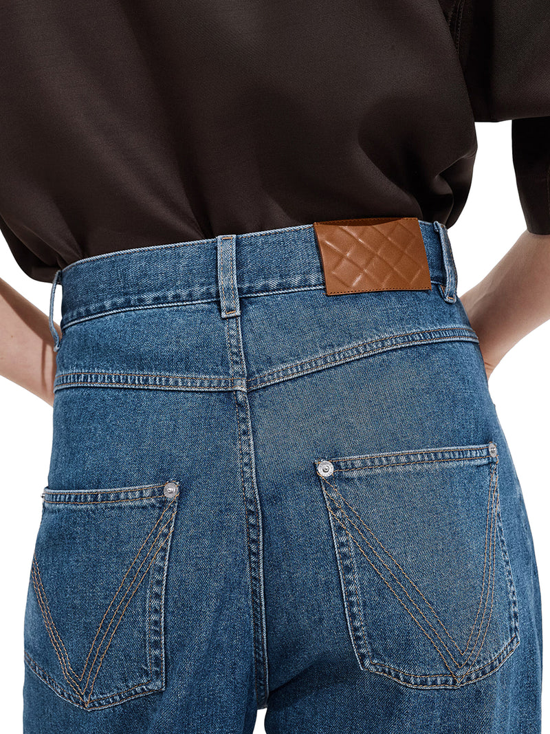JEANS A GAMBA AMPIA CON LAVAGGIO ATLANTIC BLUE