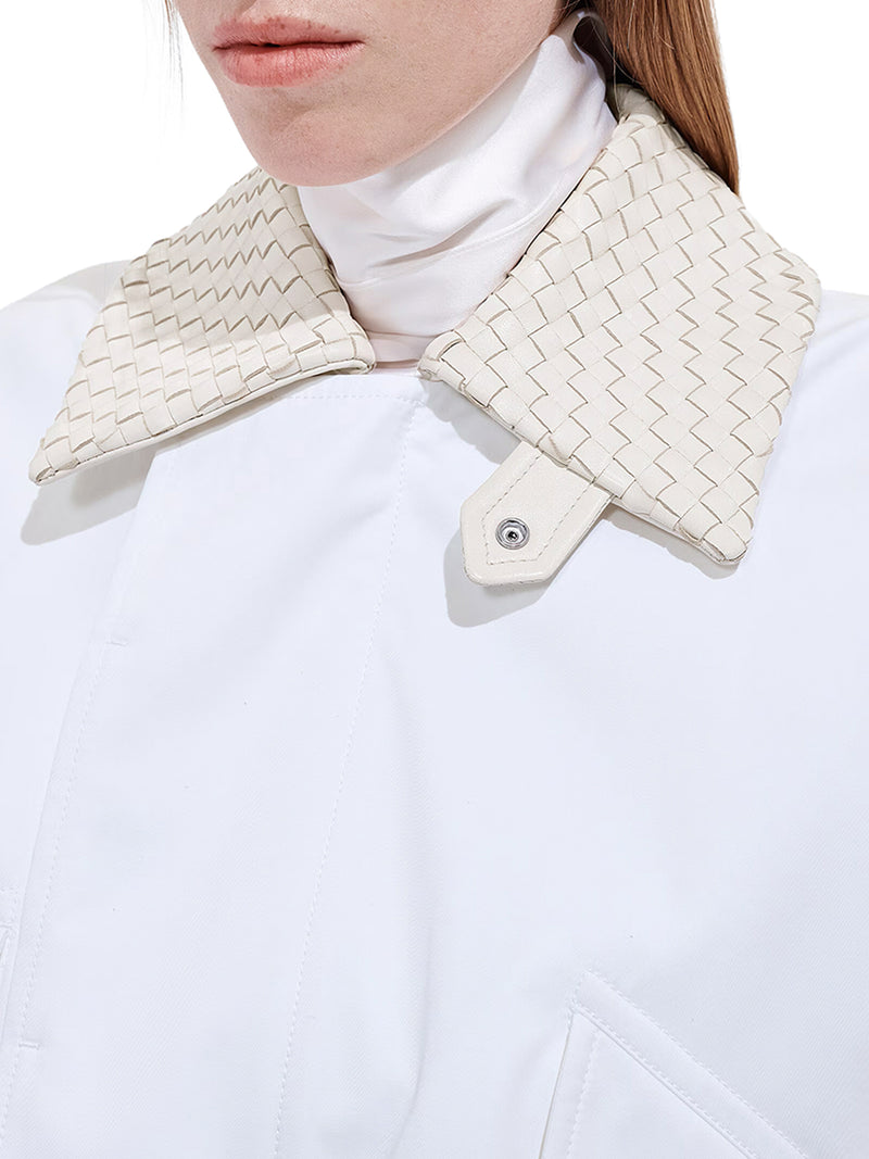 GIACCA IN COTONE IMPERMEABILE CON COLLETTO IN PELLE