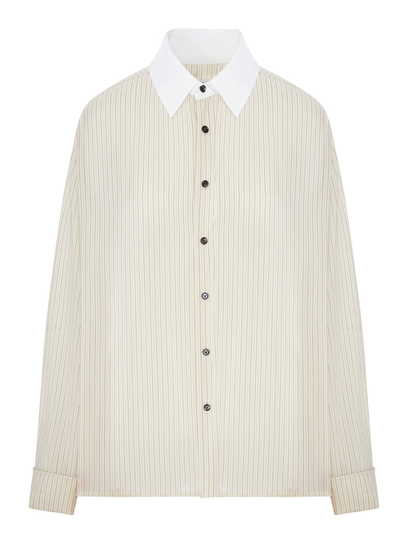 CAMICIA A RIGHE CON COLLETTO A CONTRASTO