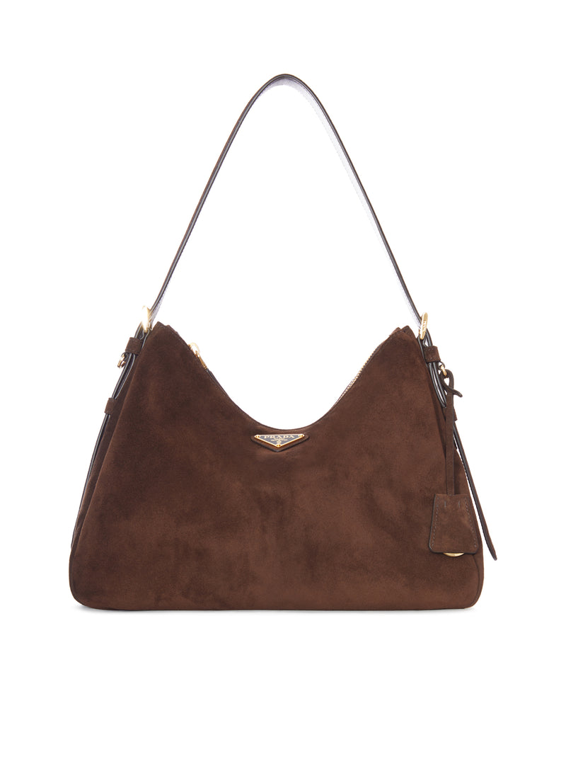 BORSA A SPALLA IN PELLE SCAMOSCIATA