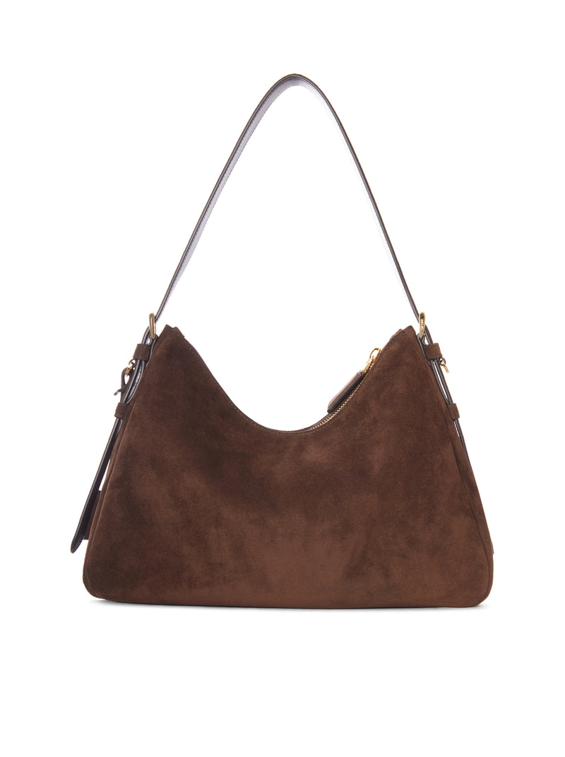 BORSA A SPALLA IN PELLE SCAMOSCIATA