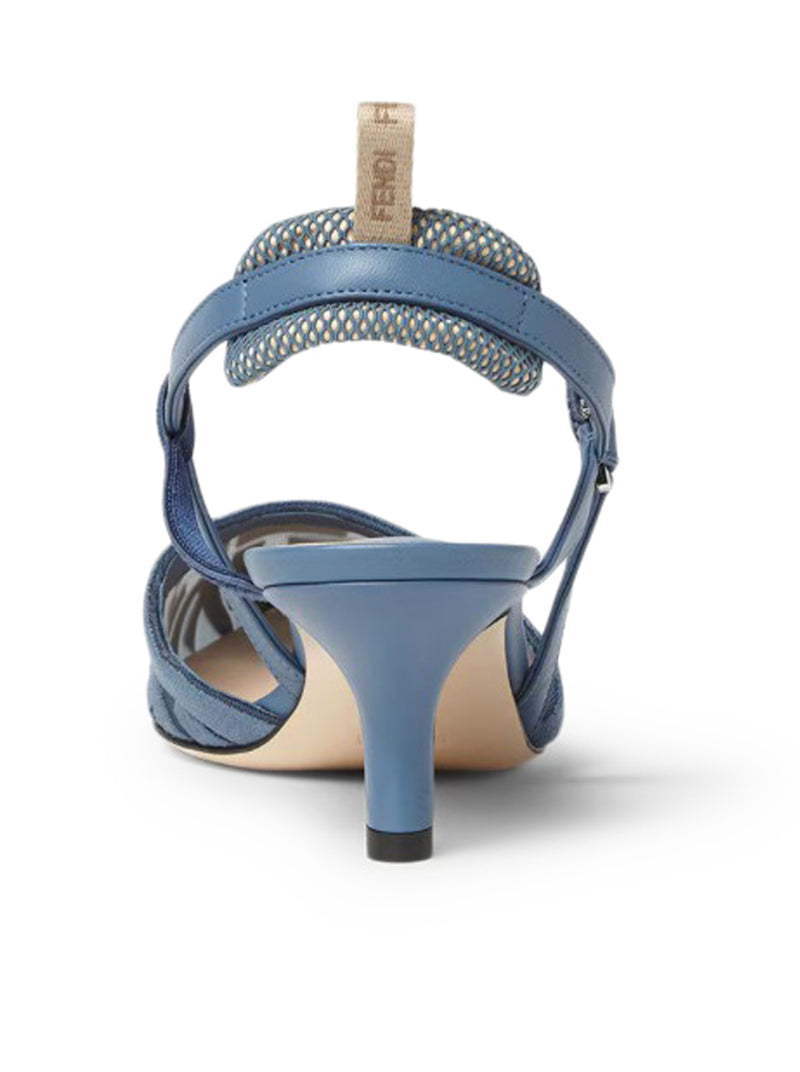 COLIBRÌ LITE SLINGBACK CON TACCO MEDIO IN MESH CON RICAMO FF AZZURRO