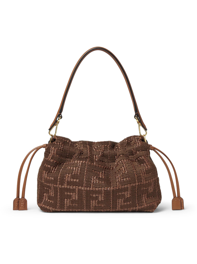 MAMMA BAGUETTE MEDIUM BORSA IN RAFIA INTRECCIATA CON RICAMO FF SELLIER