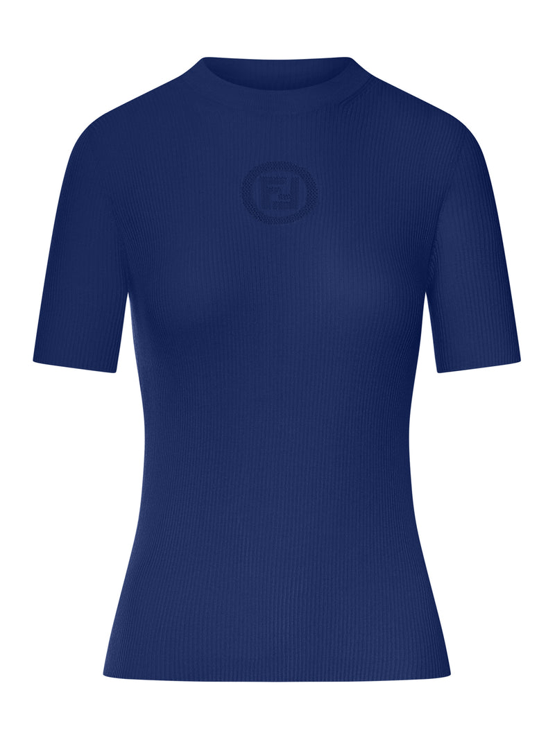 MAGLIA IN COTONE BLU CON LOGO FRONTALE