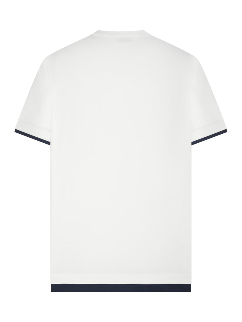 T-SHIRT CON PROFILI A CONTRASTO E LOGO RICAMATO