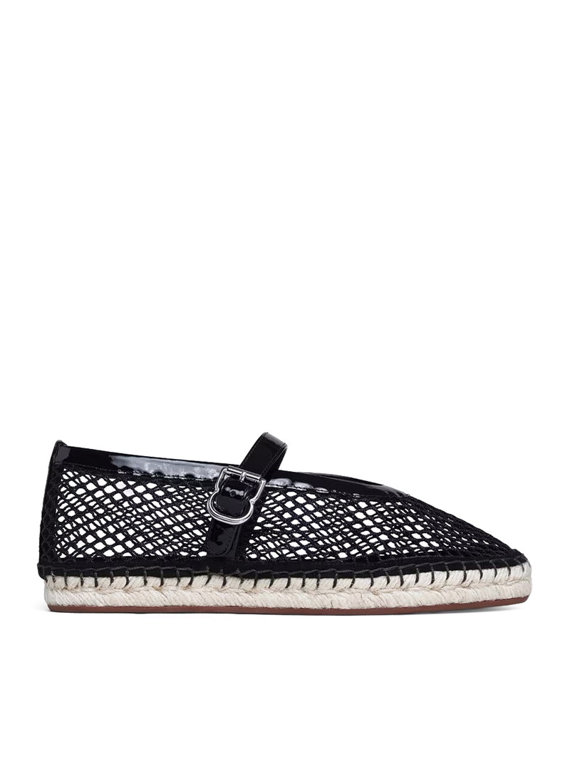 ESPADRILLES A RETE E PELLE VERNICIATA