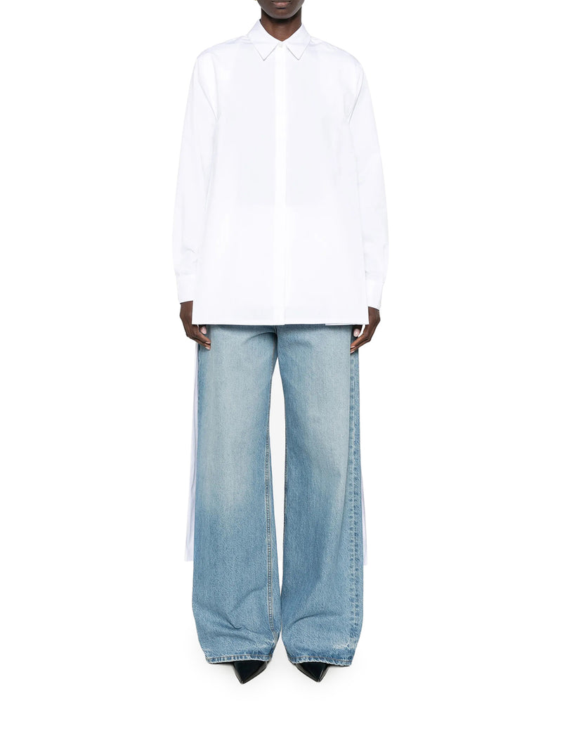 CAMICIA ASIMMETRICA IN POPELINE DI COTONE