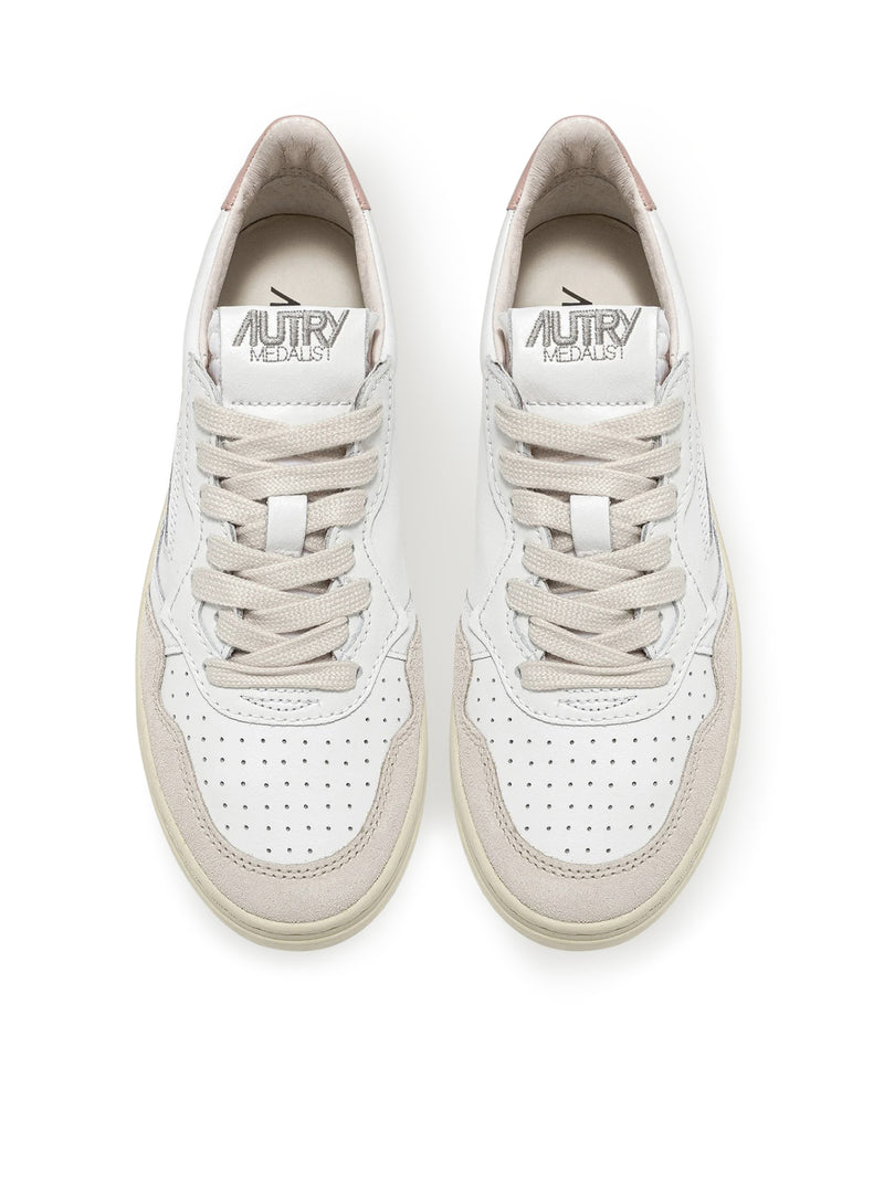 SNEAKERS MEDALIST LOW IN PELLE BIANCA E POWDER E SUEDE BEIGE