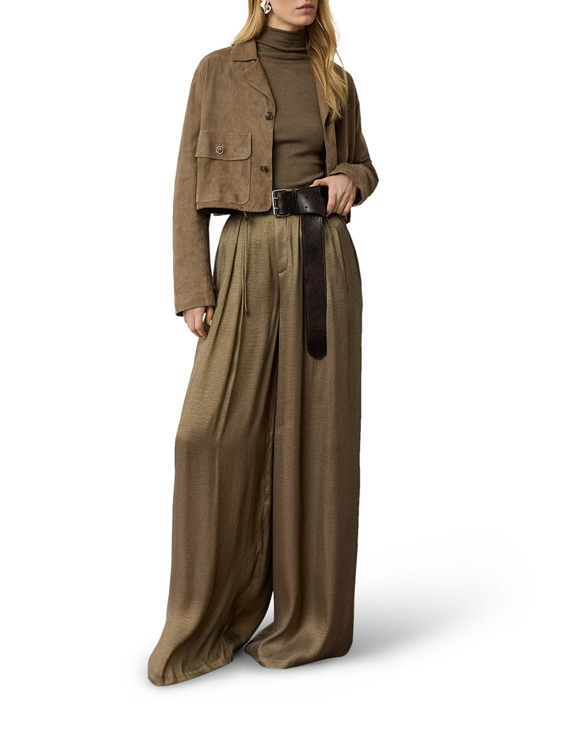 PANTALONI GREER IN LAMÉ CON PIEGHE