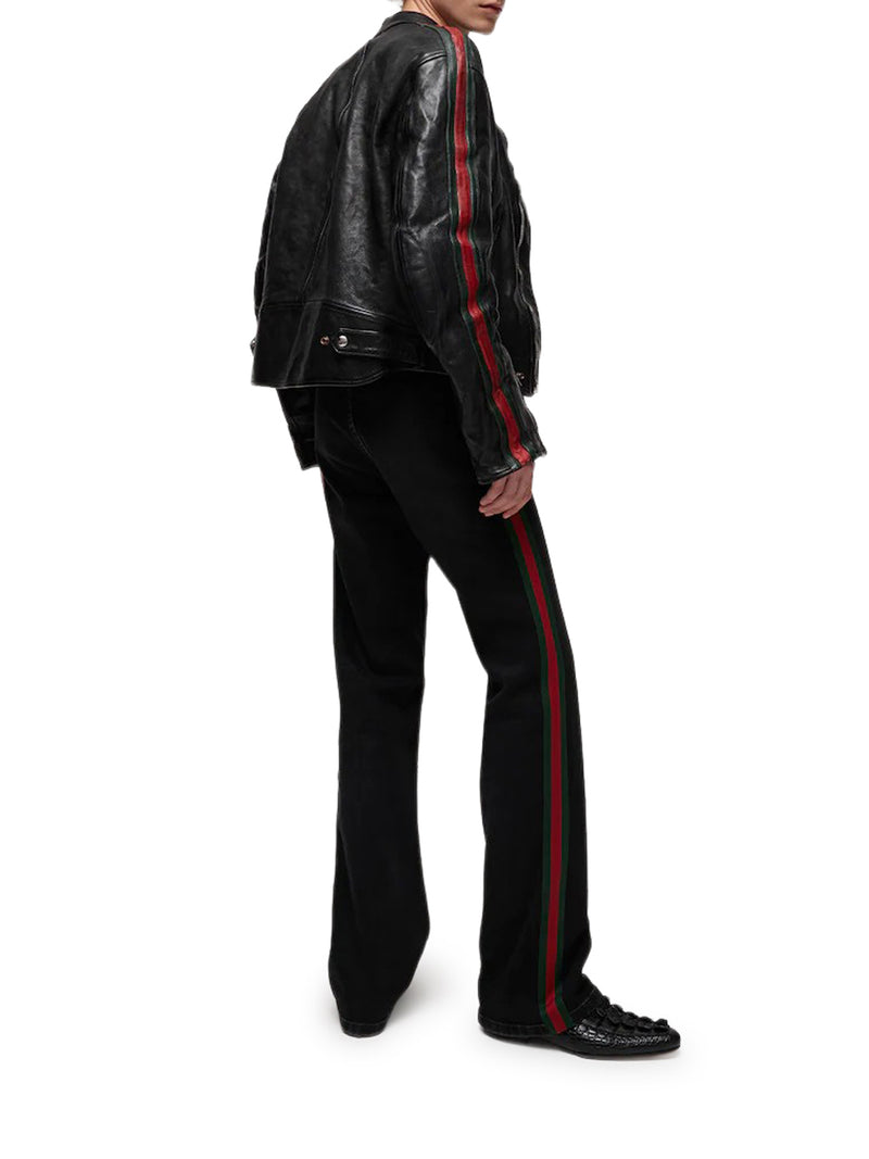 BOMBER IN PELLE DI BUFALO CON NASTRO WEB