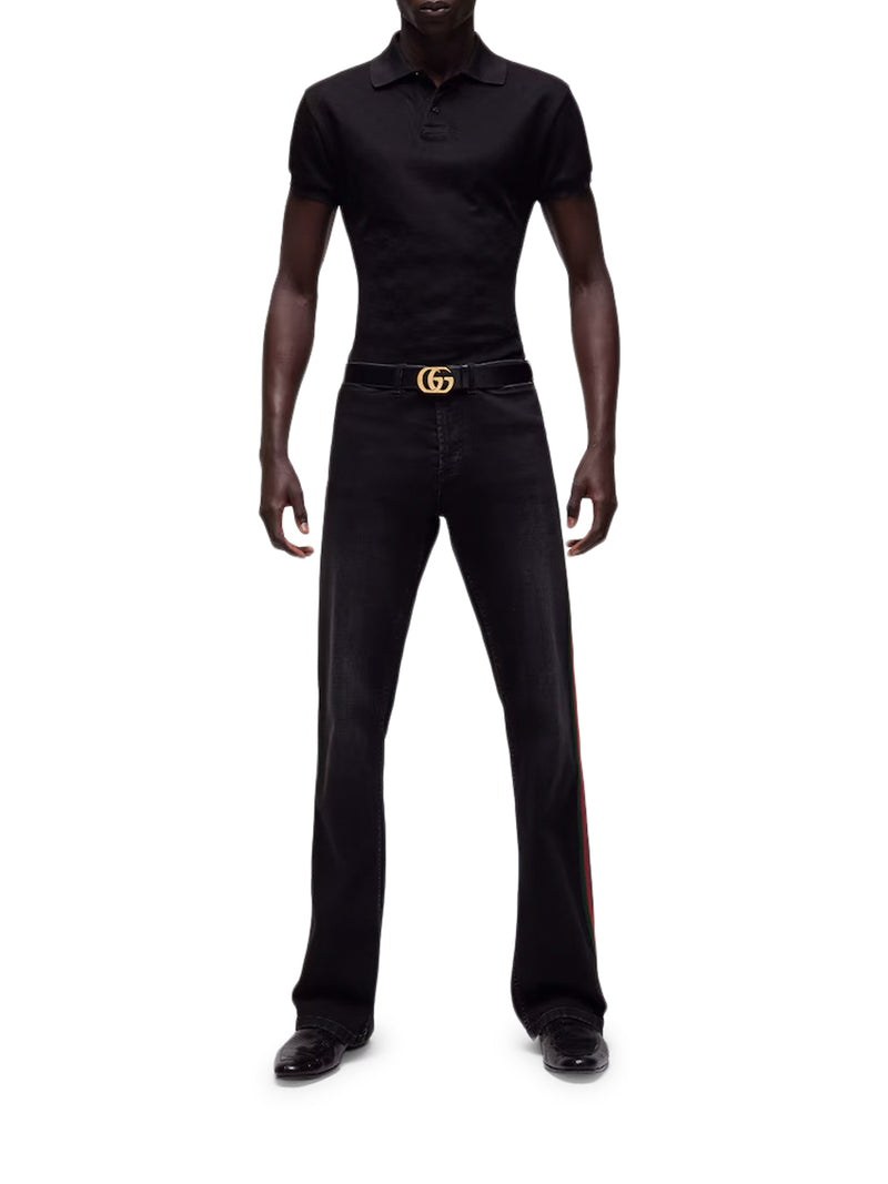 PANTALONE IN DENIM DI COTONE CON NASTRO WEB