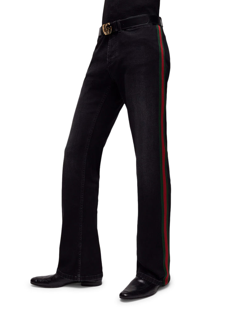 PANTALONE IN DENIM DI COTONE CON NASTRO WEB