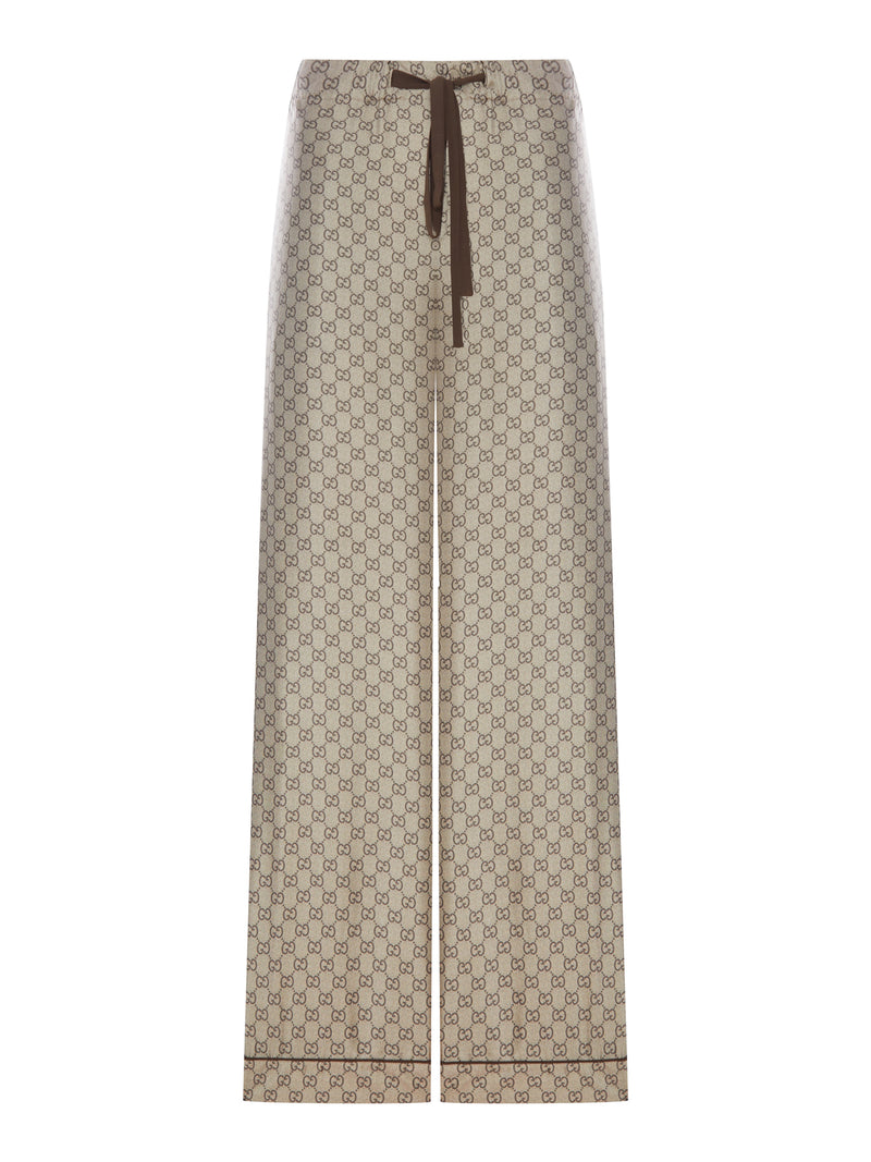 PANTALONI IN TWILL DI SETA STAMPATO