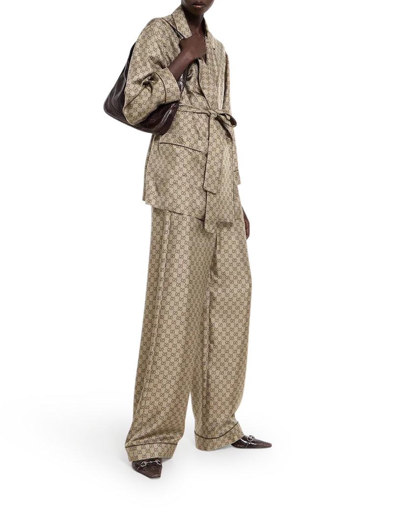 PANTALONI IN TWILL DI SETA STAMPATO