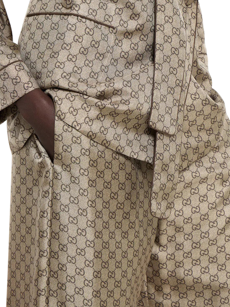 PANTALONI IN TWILL DI SETA STAMPATO