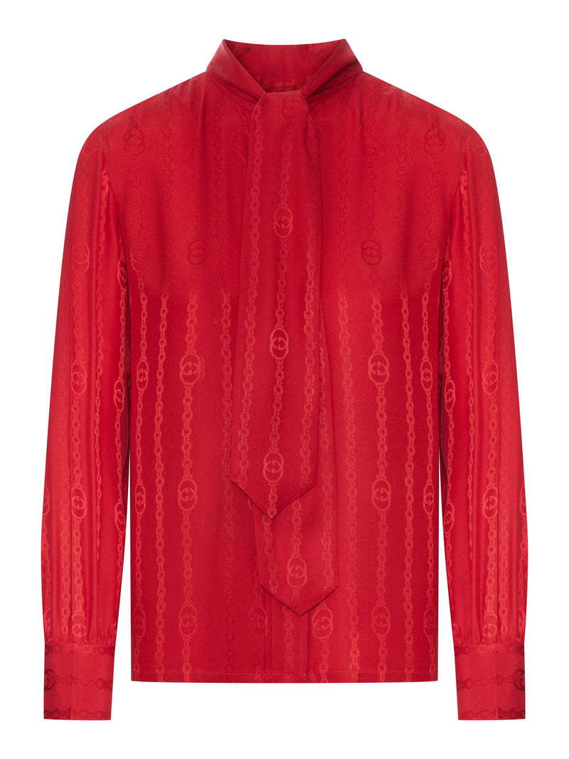 CAMICIA IN SETA JACQUARD CON CATENA INCROCIO GG