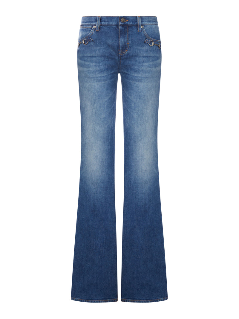 JEANS IN COTONE STRETCH CON MORSETTO