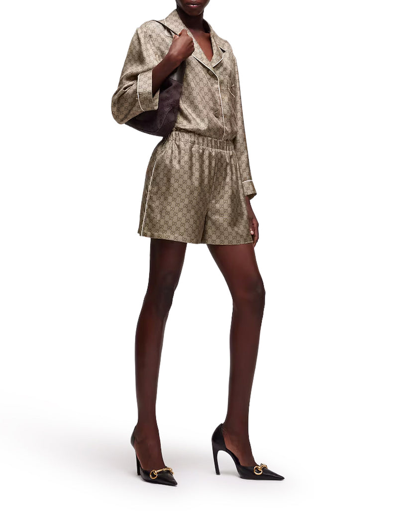SHORTS IN TWILL DI SETA STAMPATI