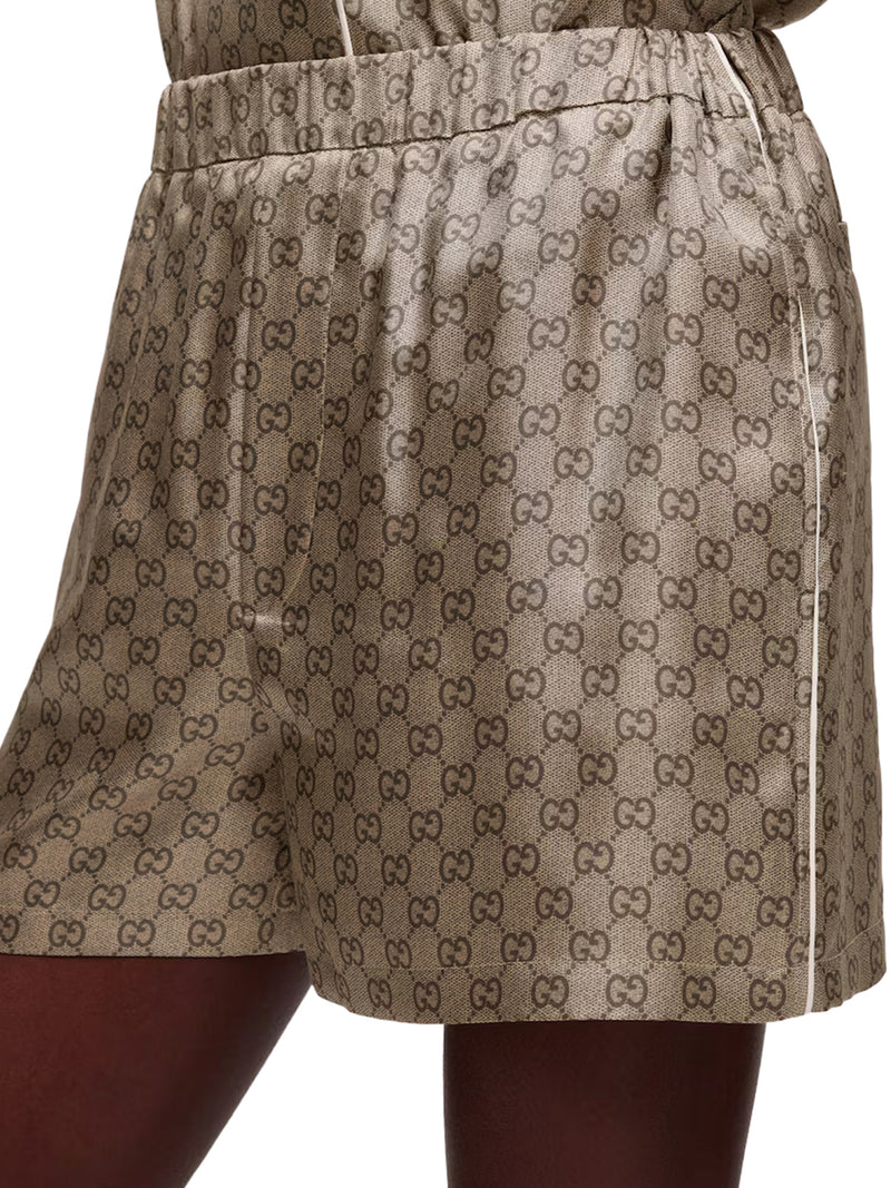 SHORTS IN TWILL DI SETA STAMPATI