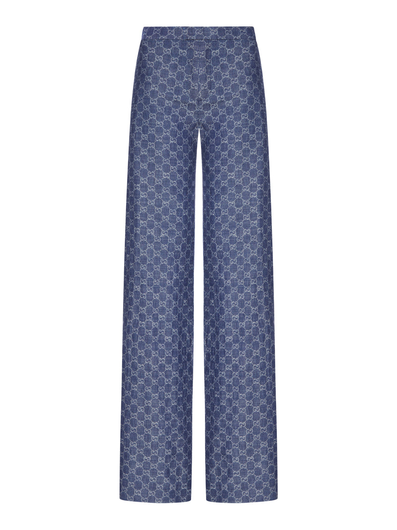 PANTALONE IN DENIM DI COTONE GG JACQUARD