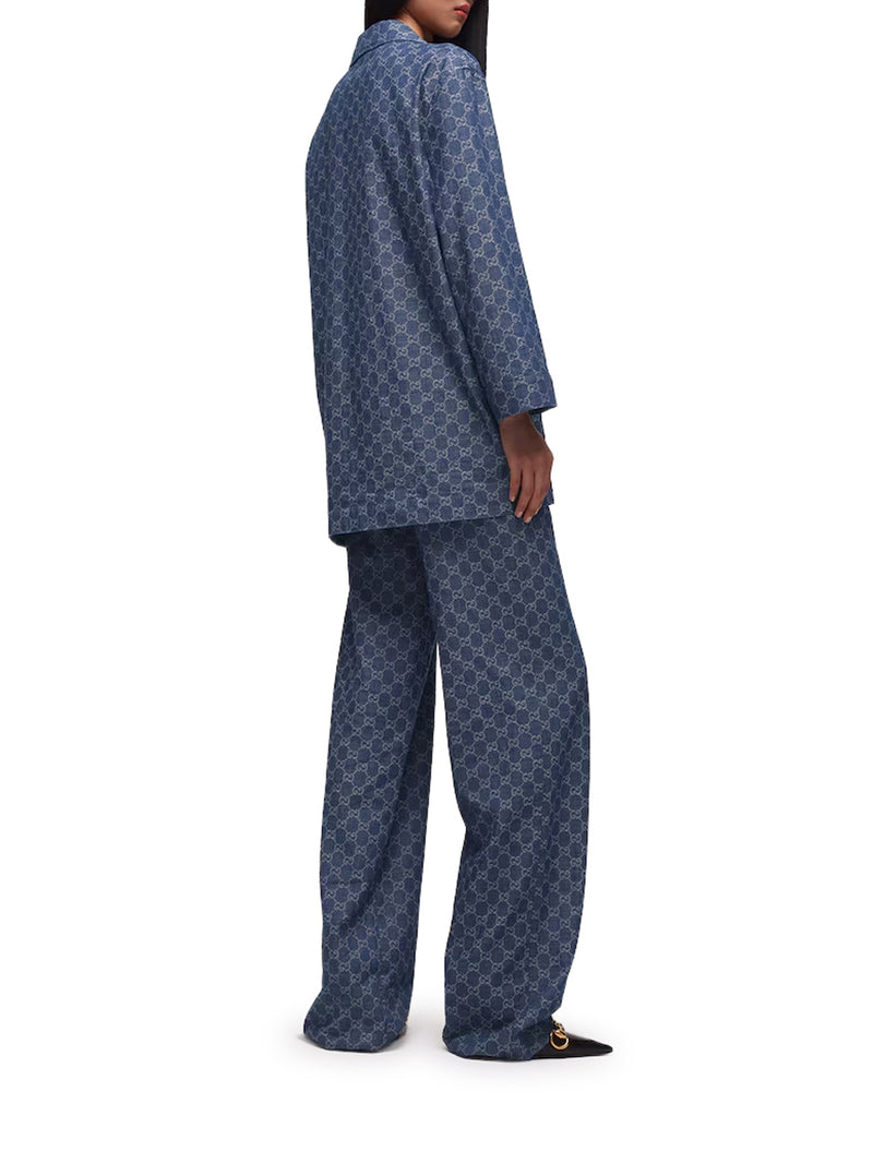 PANTALONE IN DENIM DI COTONE GG JACQUARD