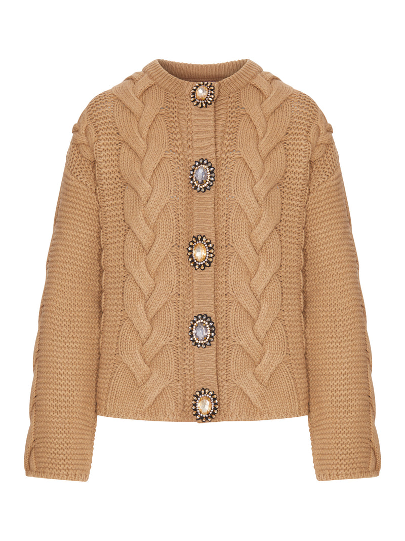 CARDIGAN IN LANA E CASHMERE CON LAVORAZIONE A TRECCE