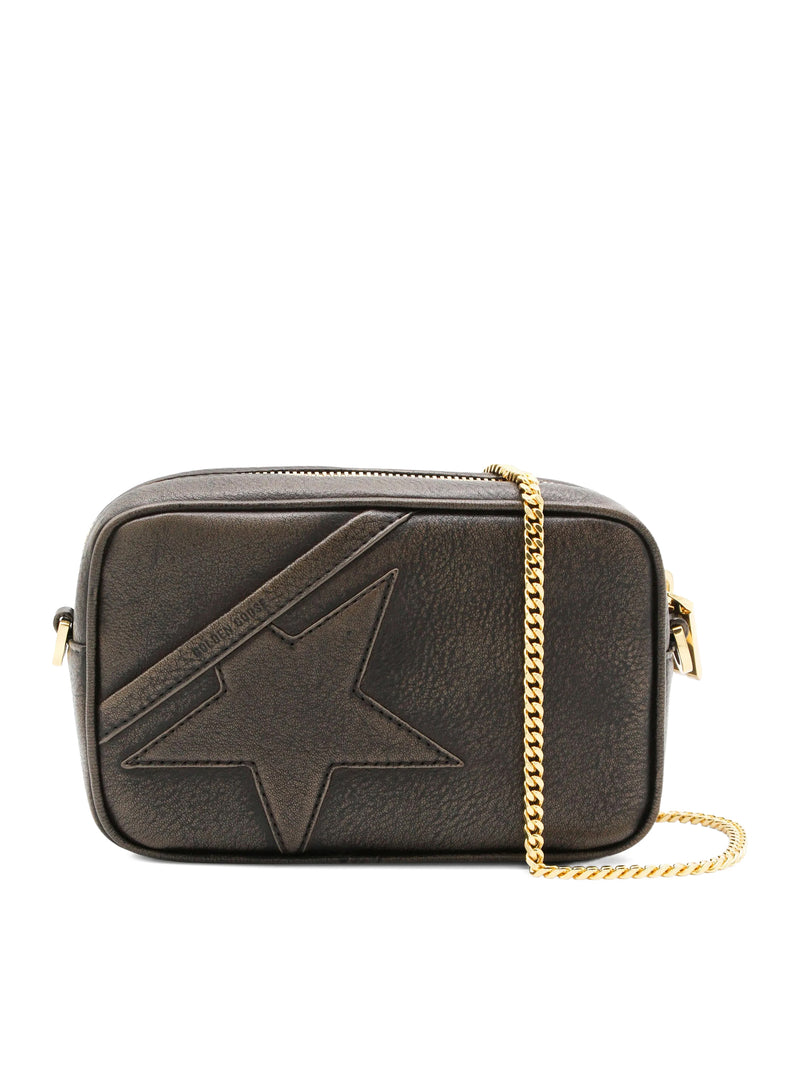 CAMERA BAG MINI STAR IN PELLE CON STELLA APPLICATA E TRACOLLA A CATENA