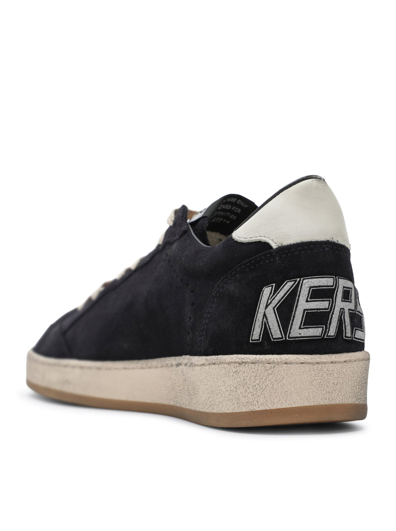 BALL-STAR IN SUEDE BLU SCURO CON STELLA IN PELLE BIANCA