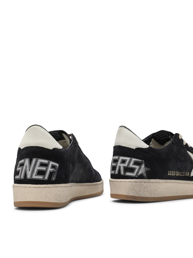 BALL-STAR IN SUEDE BLU SCURO CON STELLA IN PELLE BIANCA