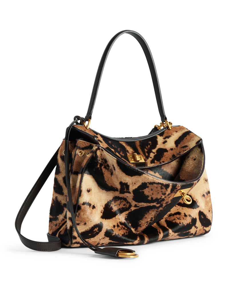 BORSA A MANO RODEO PICCOLA IN PELLE CON STAMPA LEOPARDATA