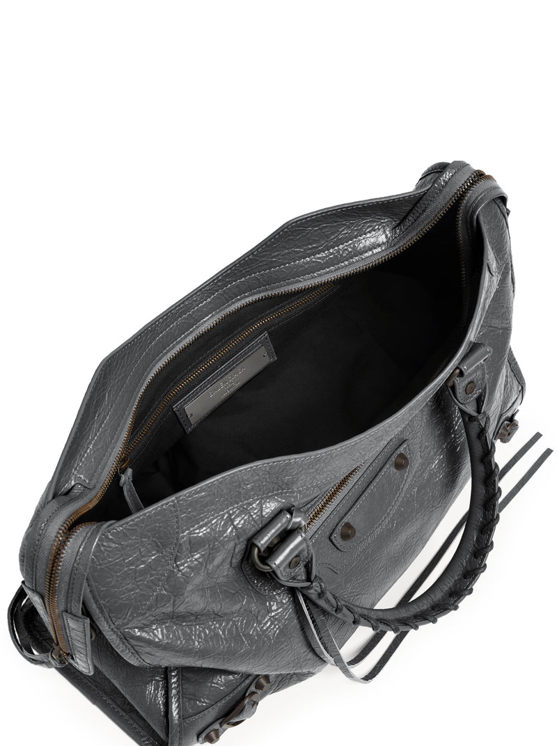 BORSA LE CITY MEDIA IN PELLE DI AGNELLO ARENA IN PIETRA VULCANICA CON FINITURE OTTONE